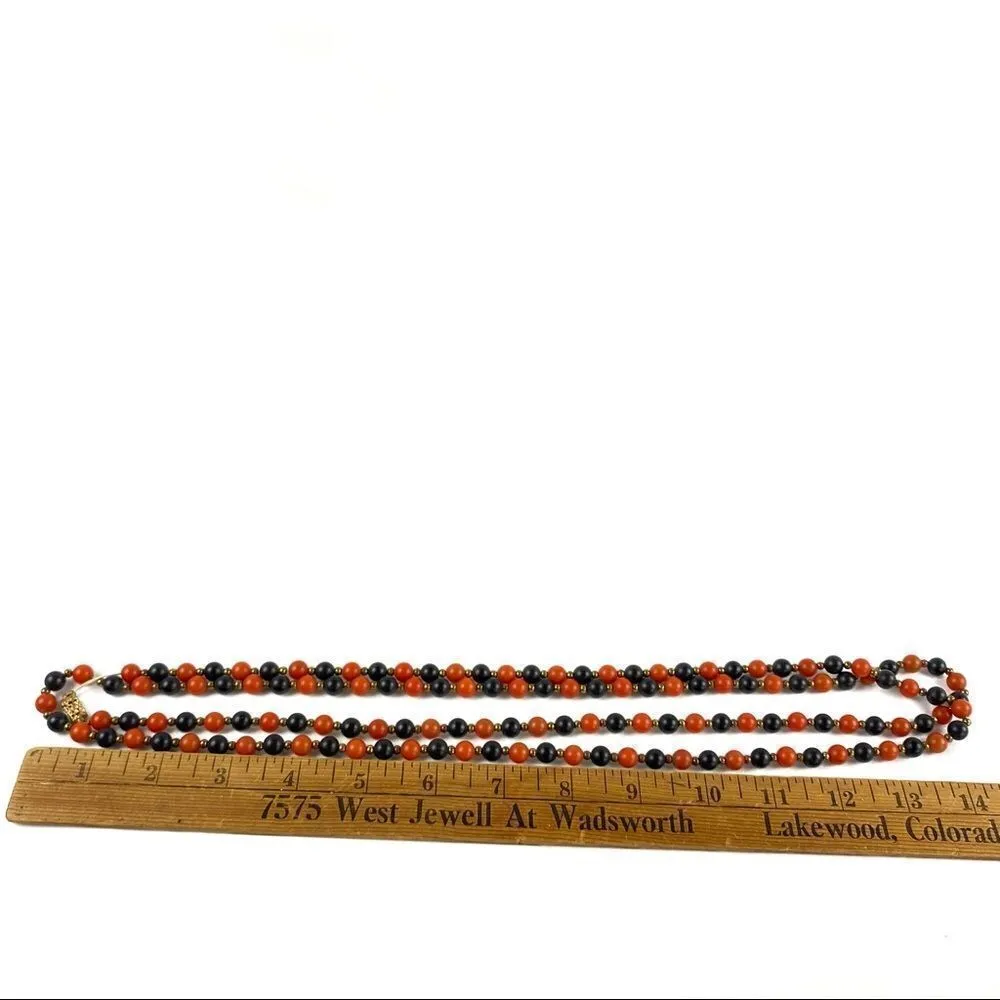 Black & Brick Beaded Multi Way Necklace - Image 5