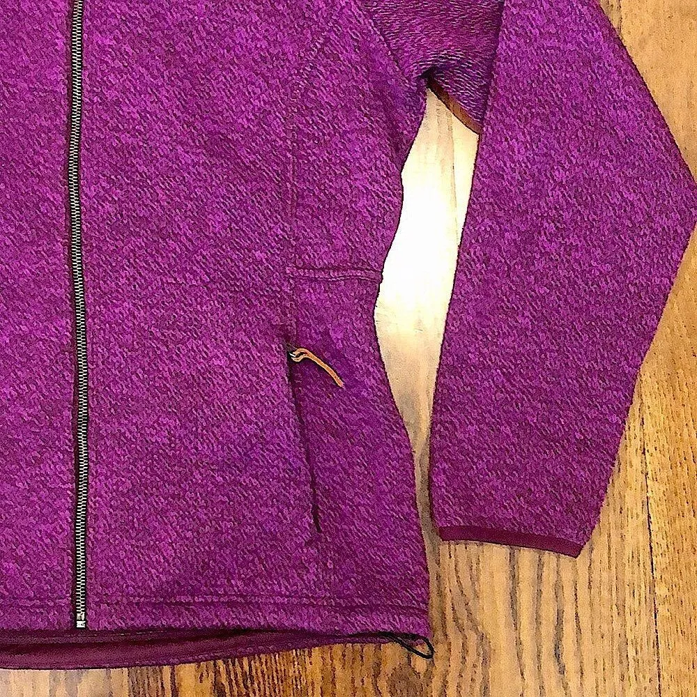 COLUMBIA Womens Raspberry Wine Knit Full Zip Fleece Lined Zip Pockets Hoodie Lrg - Image 7