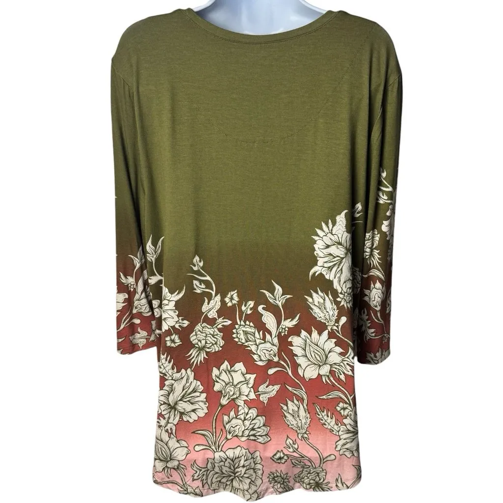 NEW JM Collection Ombre Floral Tunic Blouse Cottagecore Ethereal Bohemian XL - Image 5