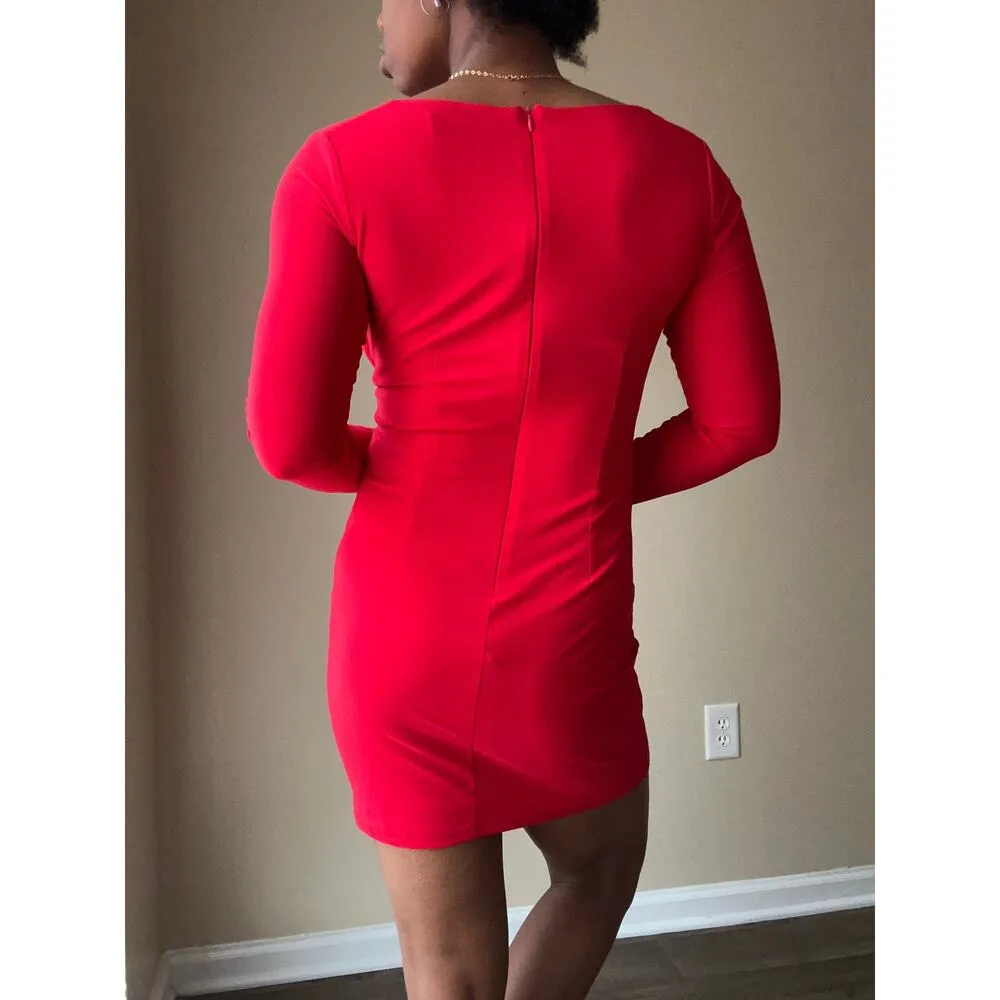 Siena Red Cowl Neck Dress Size Medium - Image 3