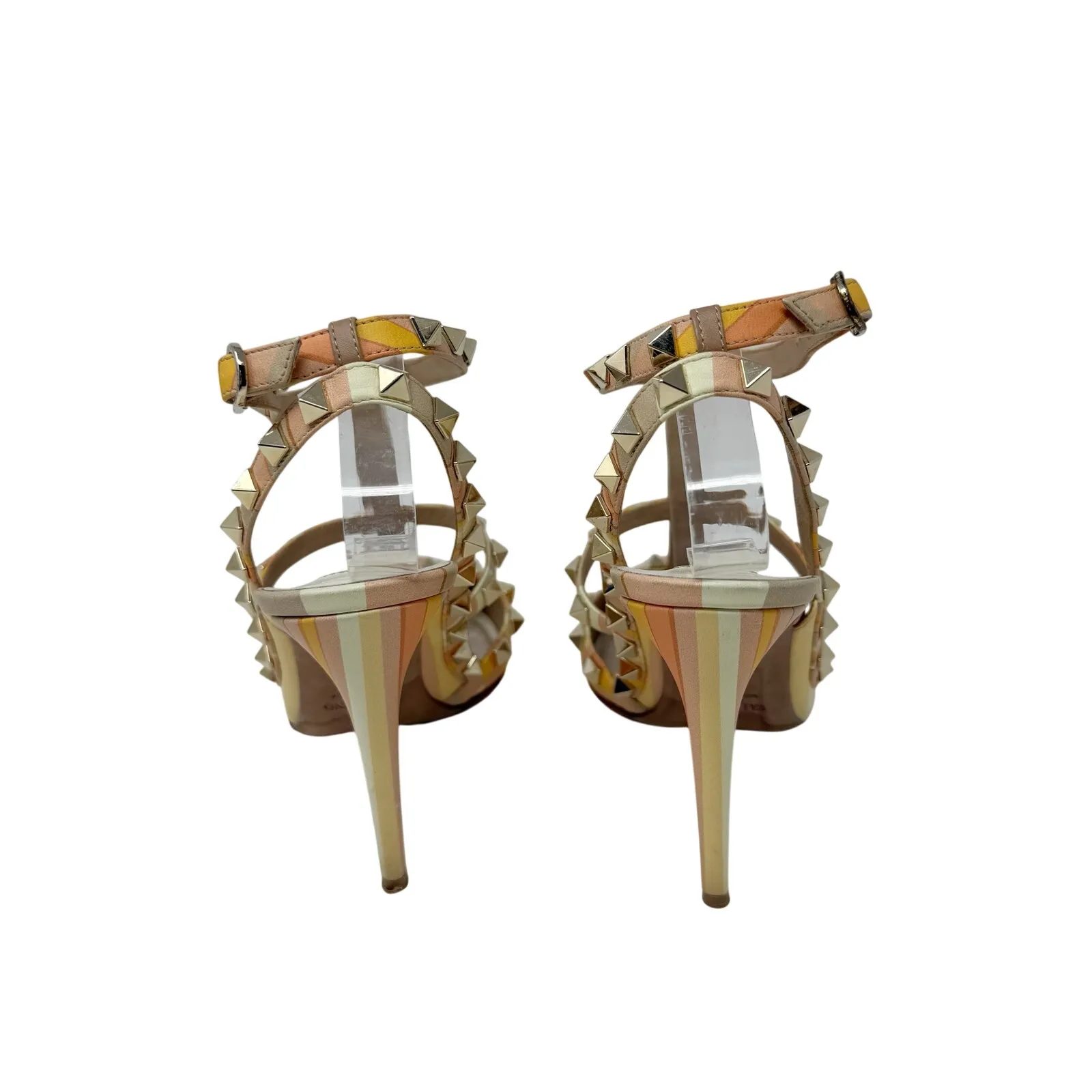 Valentino Garavani 1973 Rockstud Rainbow Chevron T-Strap Pointed Toe Pump 37 EU - Image 5
