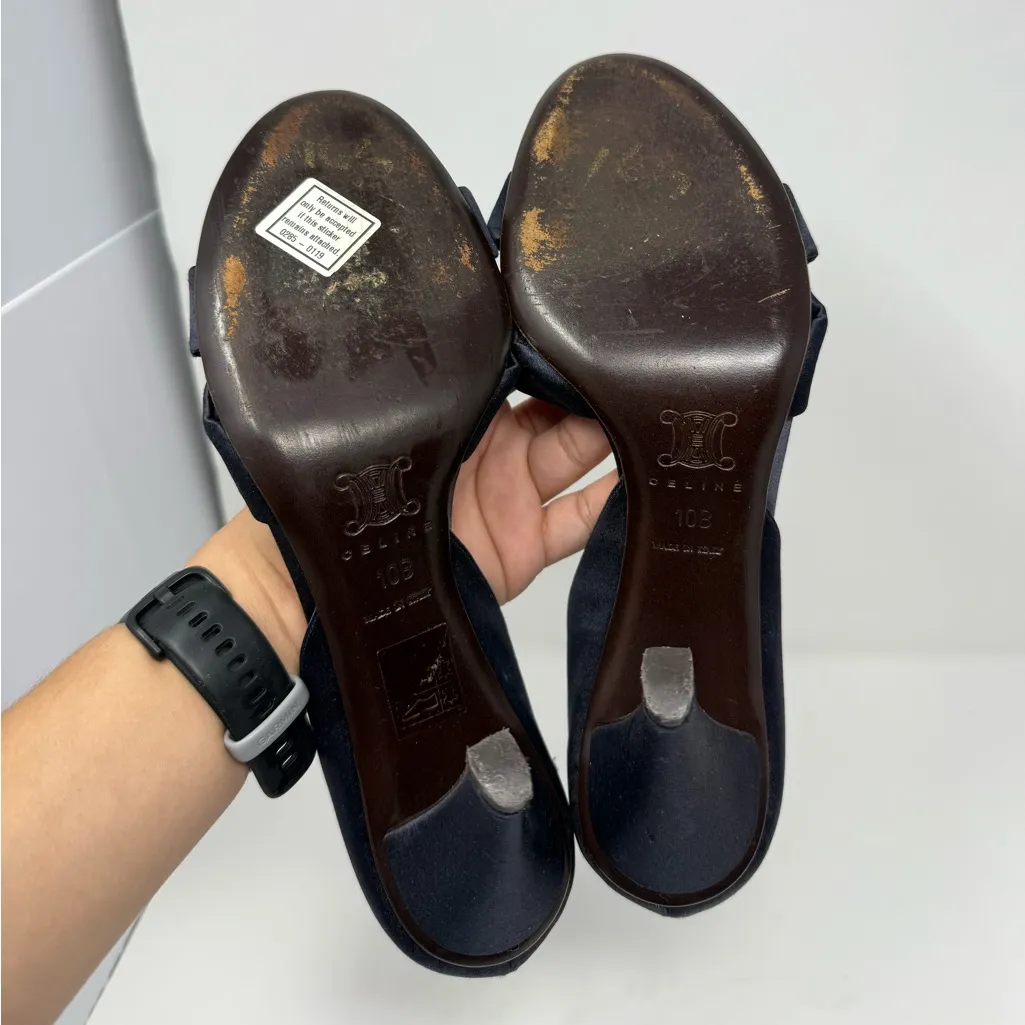 Celine Satin Open Toe Heels Size 10B - Image 9