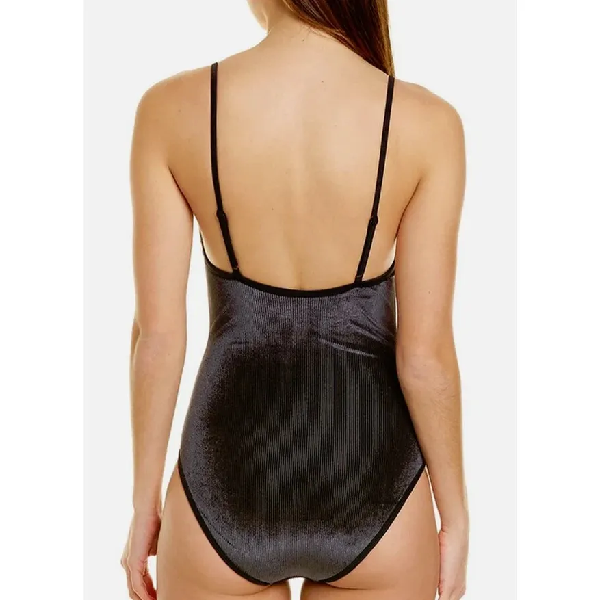 Onia Jane Ribbed Black Velvet Luxury One Piece Swimsuit $185 Small - Image 5