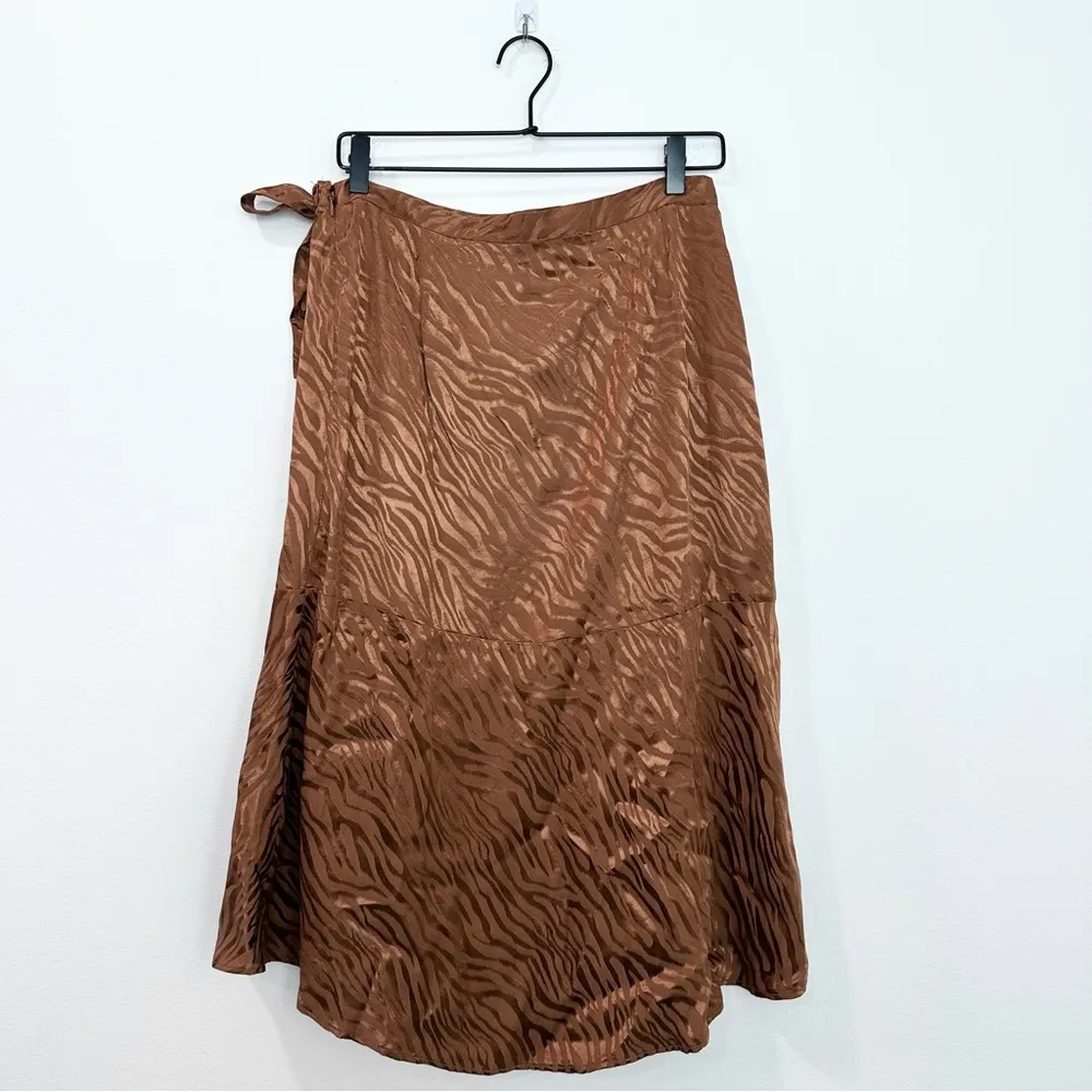 Anthropologie Maeve Tamra Jacquard Midi Skirt Faux Wrap size 8 - Image 3
