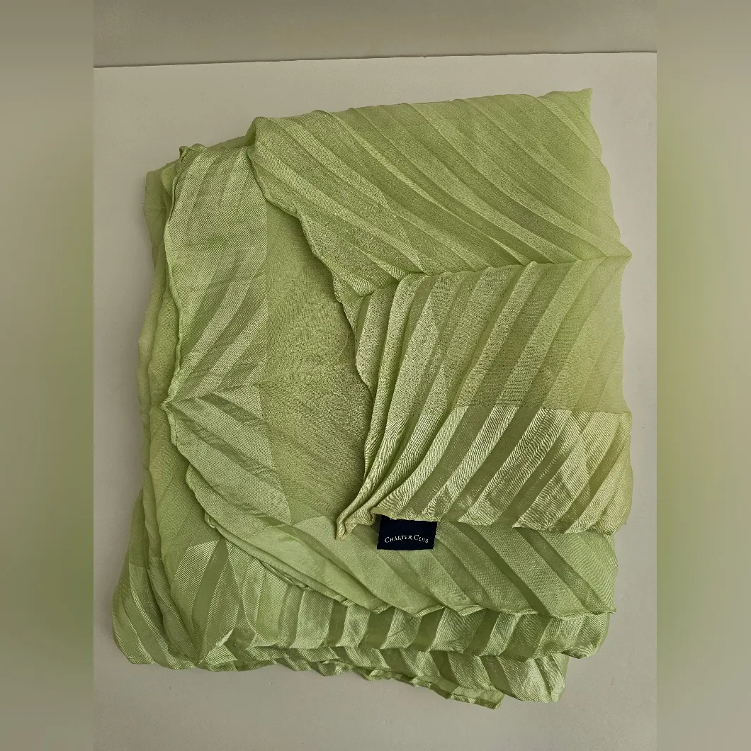 Charter Club Light Green Accordion Silk Wide Wrap Scarf - Image 3