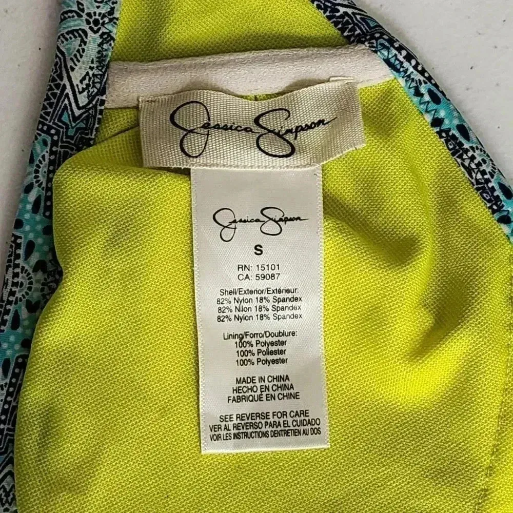 Jessica Simpson Bikini Top Swimwear Swim Suit Top Blue Green‎ Padded Bra Small - Image 6