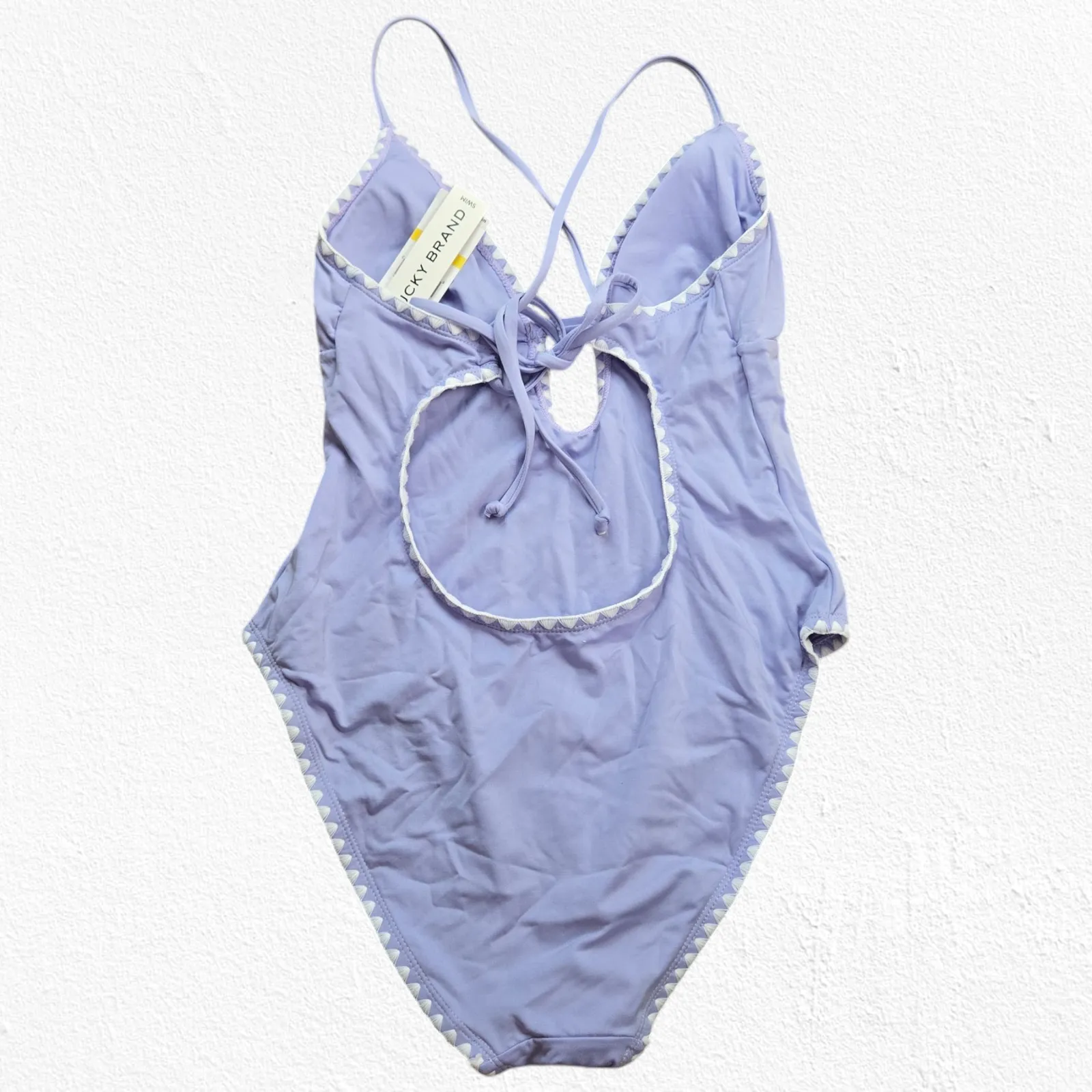 Lucky‎ Brand Lavender Purple Shell Plunge V Neck One Piece Swimsuit Size Medium - Image 12