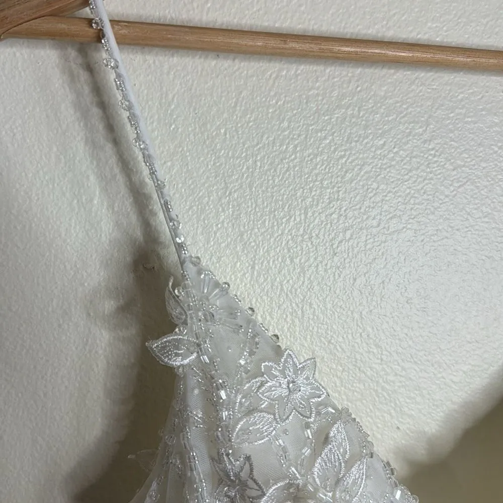 APPLIQUED V NECK SLEEVELESS OPEN BACK A LINE GOWN embellished dress - Image 8