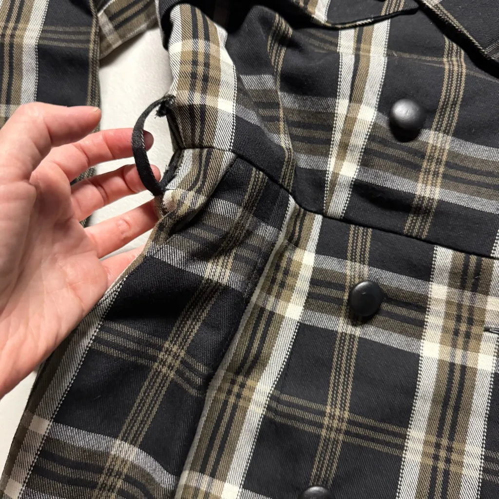 Vintage Best International Black Beige Plaid Double breasted Trench Dress Medium - Image 5