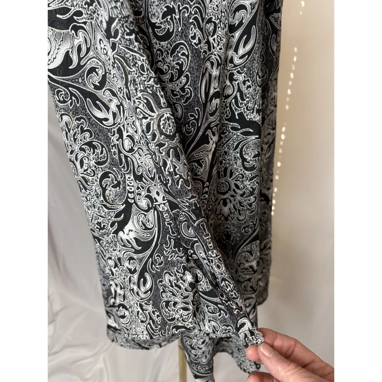 Maggie Barnes Plus Size 3X Black White Paisley Open Front Jacket Church Work - Image 4