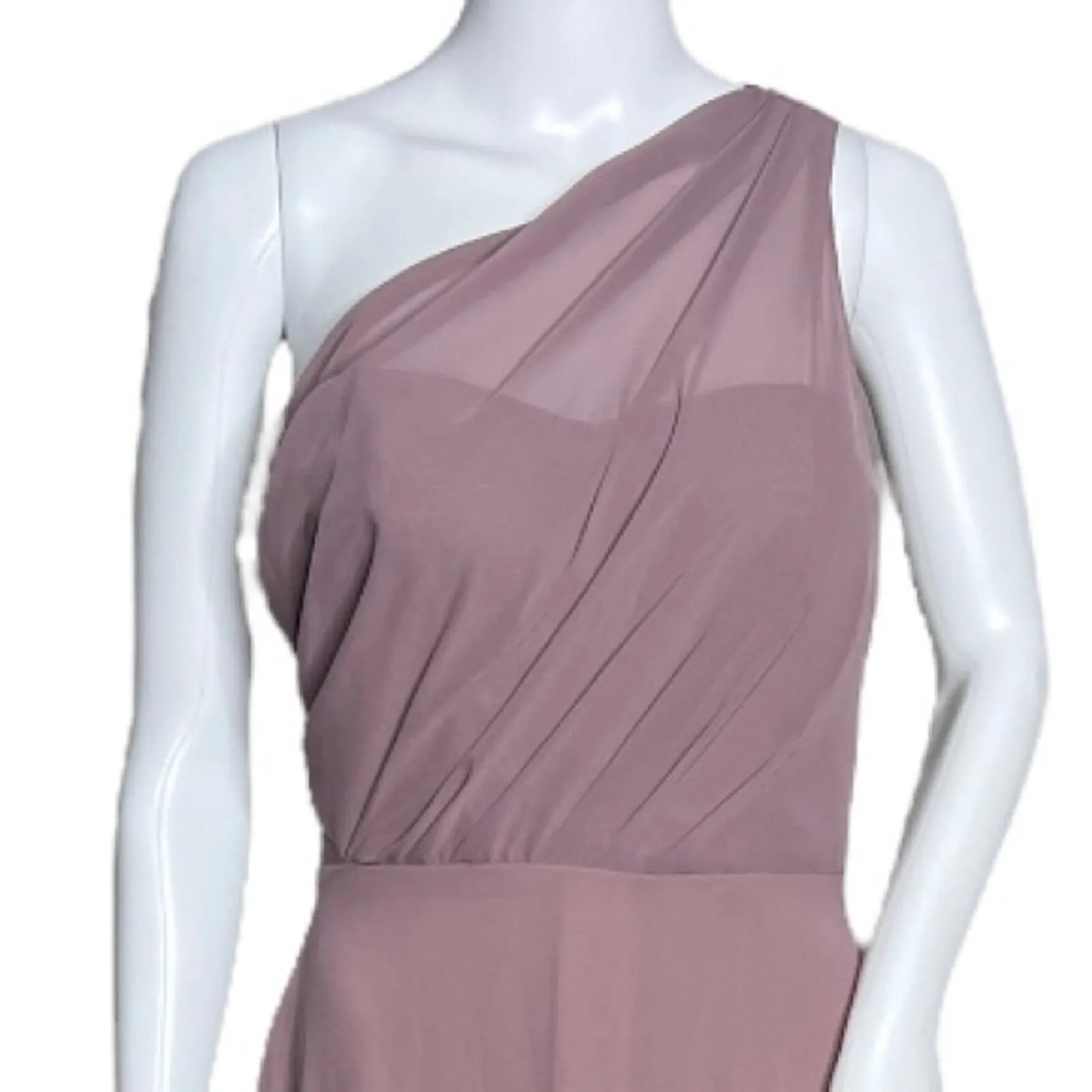 Birdy Grey Dress Womens Small Kira Deep Mauve‎ Chiffon One Shoulder Bridesmaid - Image 4