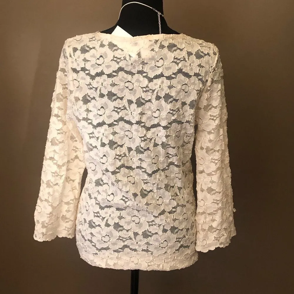 Banana Republic Lacy Blouse w/ 3/4 Bell Sleeves - Image 3