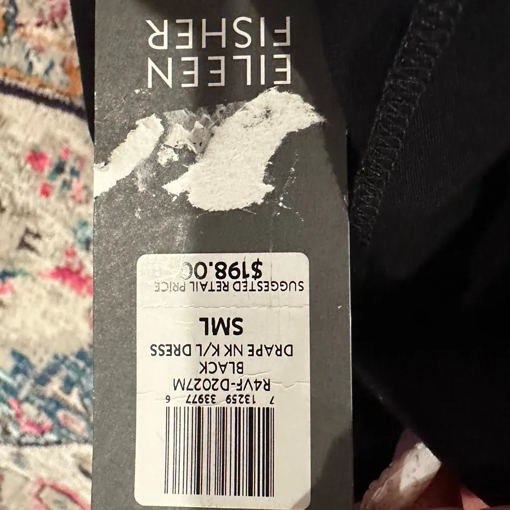 Eileen Fisher Black Drape Pullover Long Sleeve Midi dress Size Small - Image 5