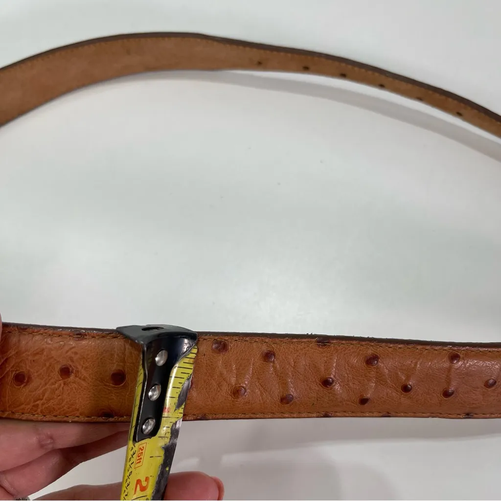 Tony Lama Tan Ostrich Print Scalloped Western Concho Belt Size 32 USA 5597L 1'' - Image 7