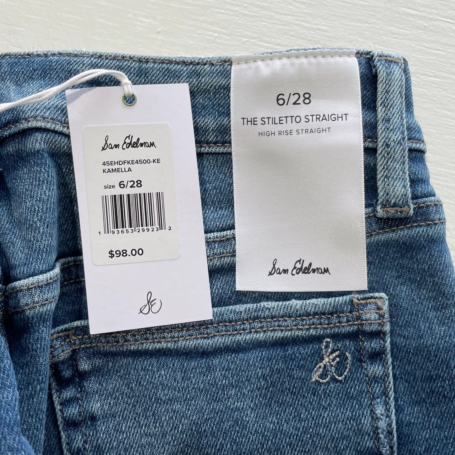 New  Ripped Hem High Rise Stiletto Straight Jeans Kamella - Image 11