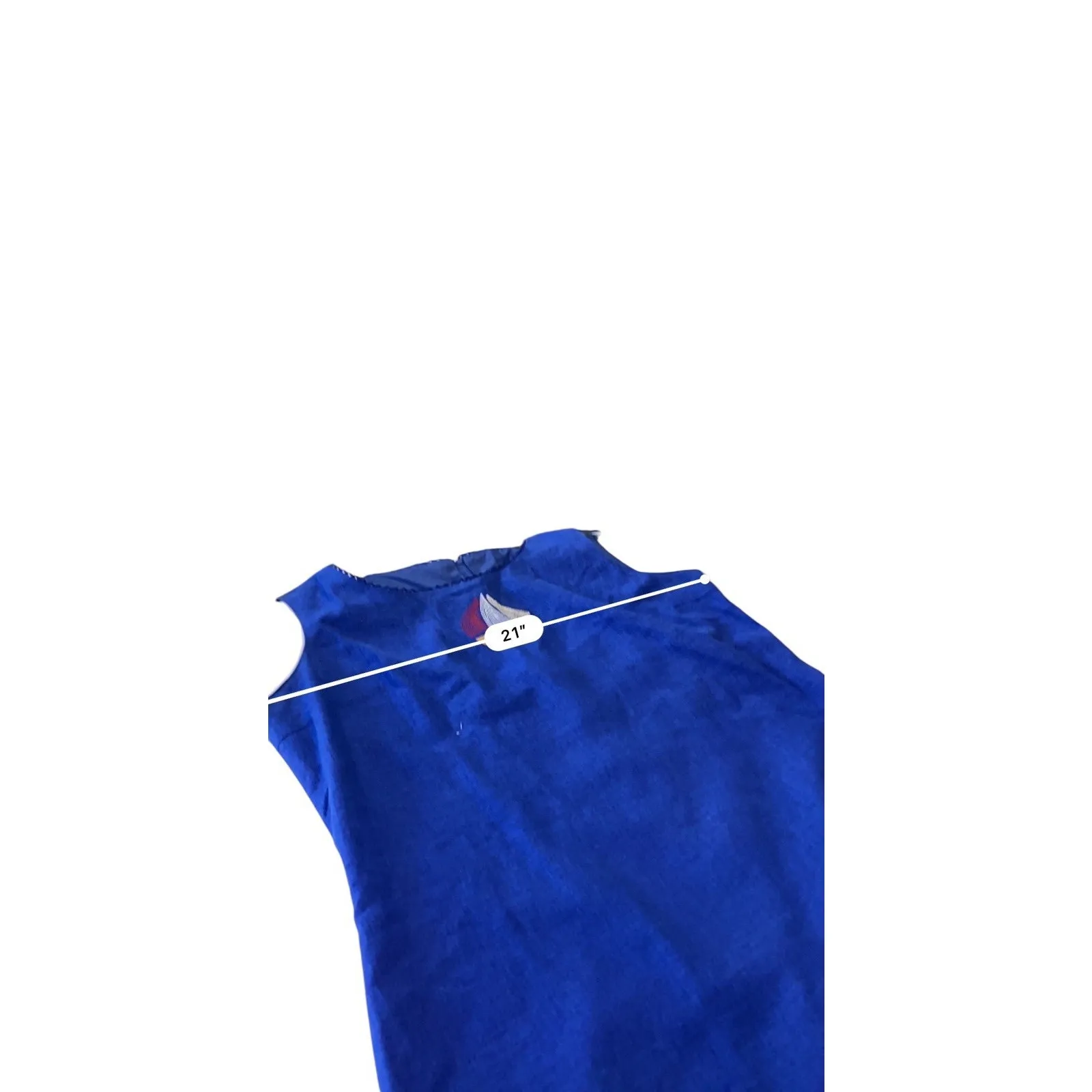 Sag Harbor royal blue sleeveless maxi dress sailboat embroidery LINEN Size 12/14 - Image 8