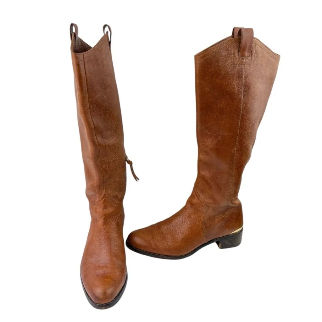 *Louise et Cie Vallery Boots Womens 8.5 Brown Leather Tall Riding Quiet Luxury - Image 3
