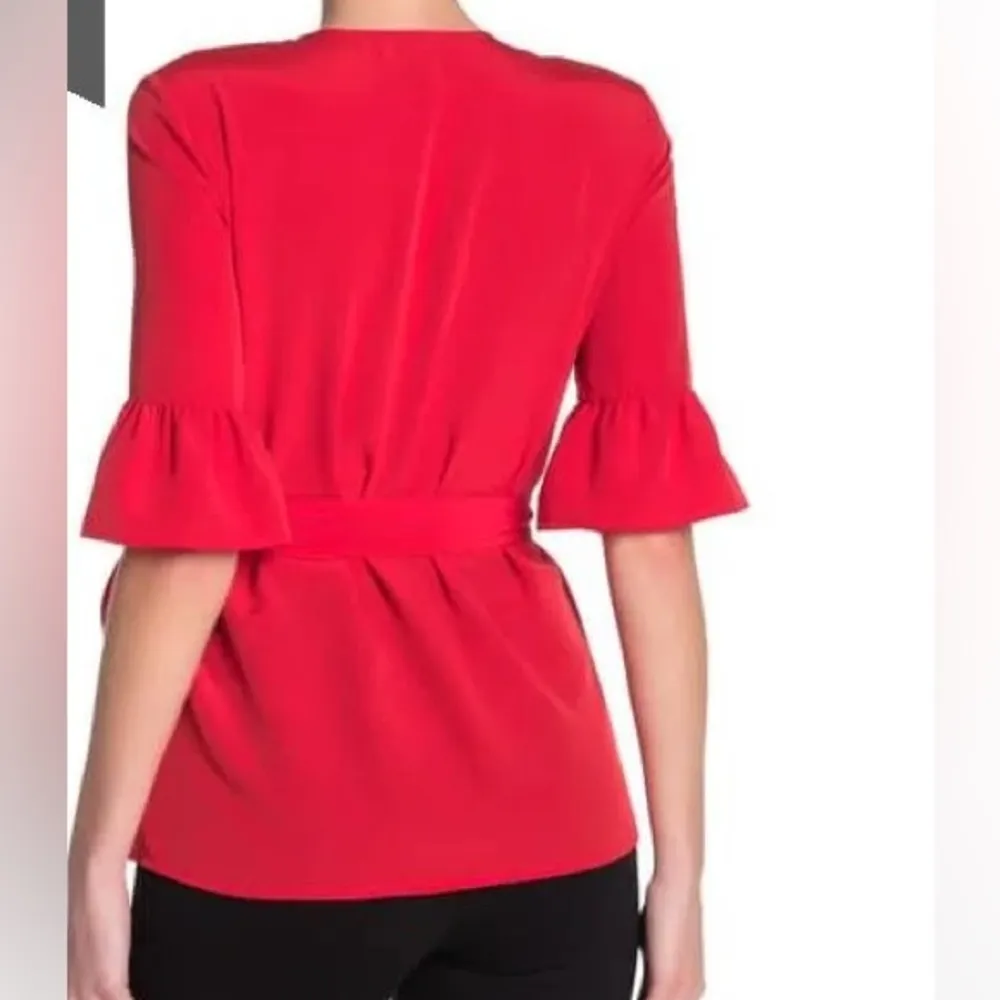 Lipstick Red Solid Wrap Dress sz 14 - Image 3