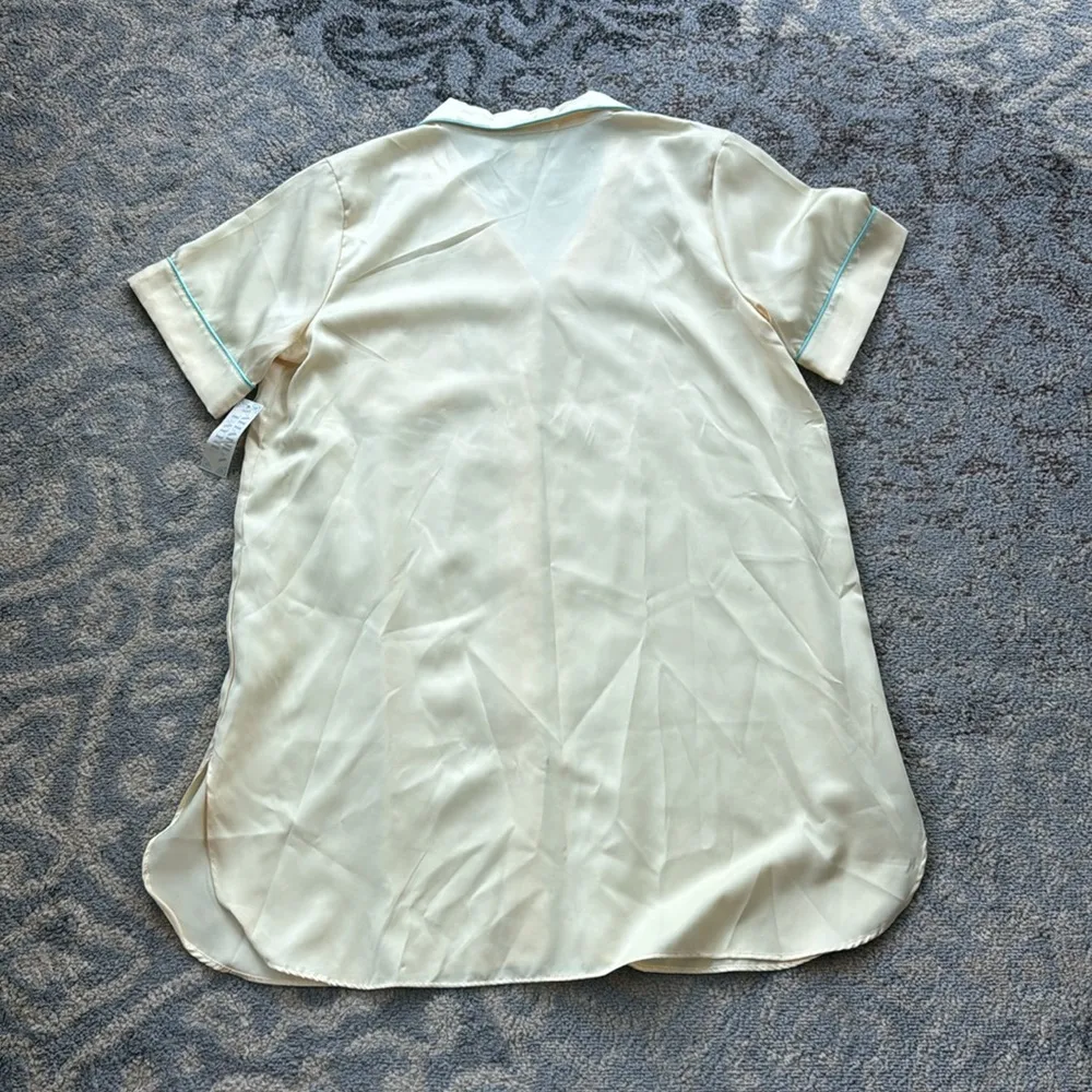 Vintage Amanda Payne Satin Button Down Nightgown Pale Yellow Large - Image 5