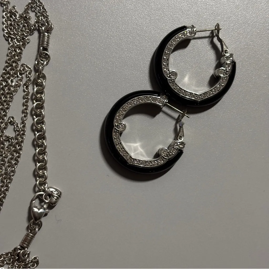 Brighton Imperial Swarovski Crystals Silver Black Resin Bangle Set Retired Rare - Image 9