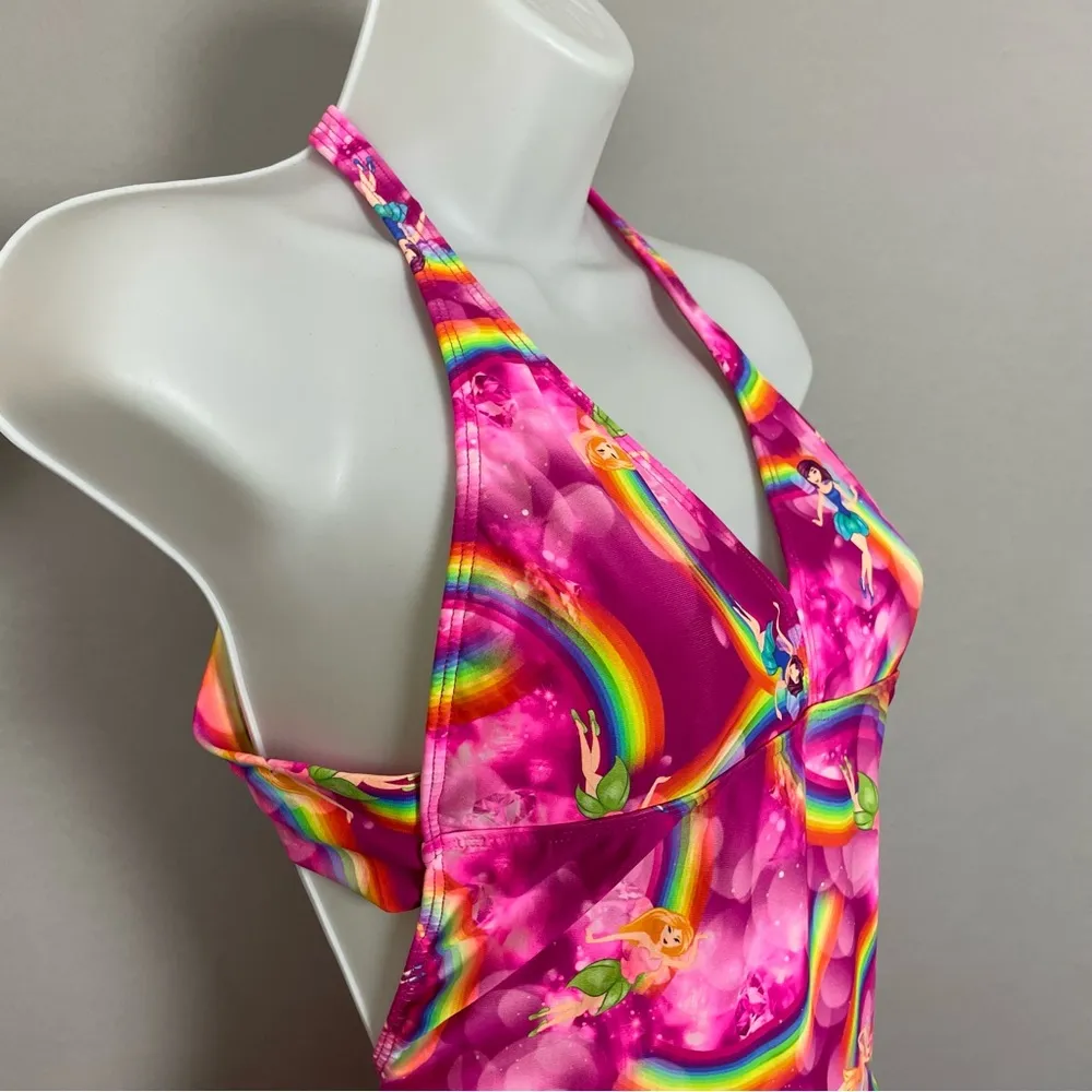 Fairy Romper Rainbow Stretch Festival Rave Pink Women Open Back Psychedelic Vibe Size XS - Image 7