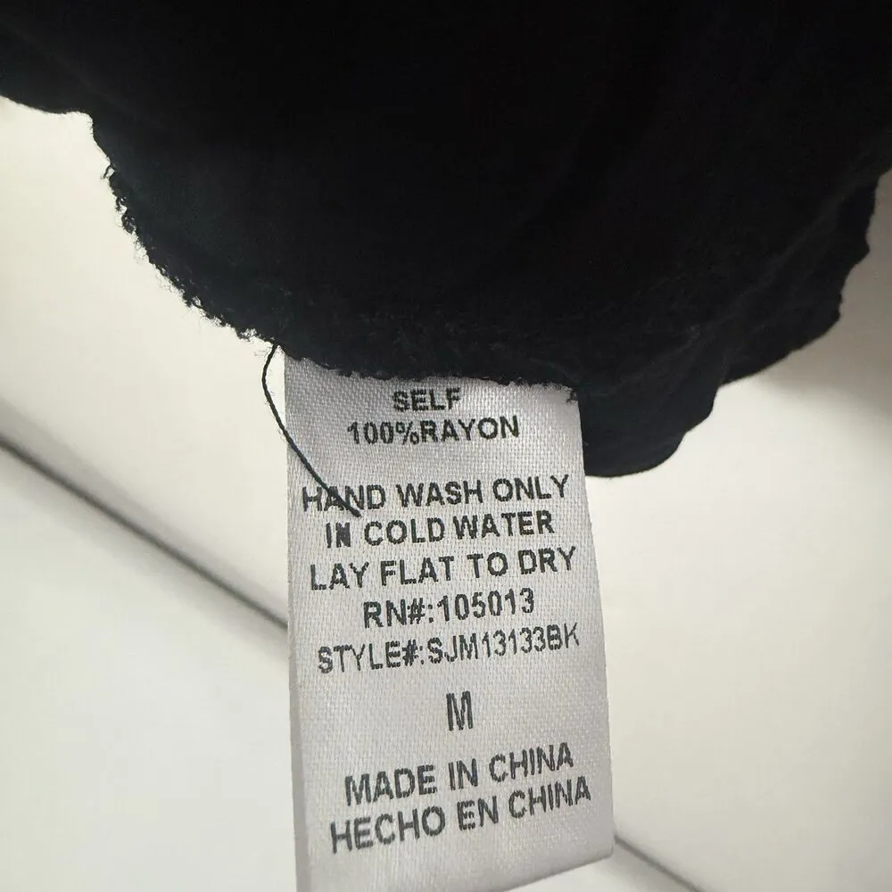 Savanna Jane Embroidered Boho Flare Sleeve Top Western Hippie Peasant Festival M Black Size M - Image 4