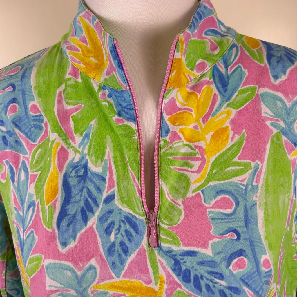 IBKUL Allison Quarter Zip Mock Neck Polo Leaf Print UPF50 Golf Tennis - Image 4