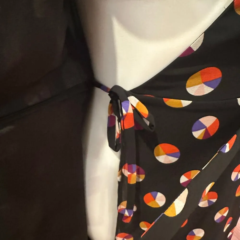 Karen Millen Black Sheer Sleeve Wrap Dress sz 4 Color Pop Wrap Dress - Image 9