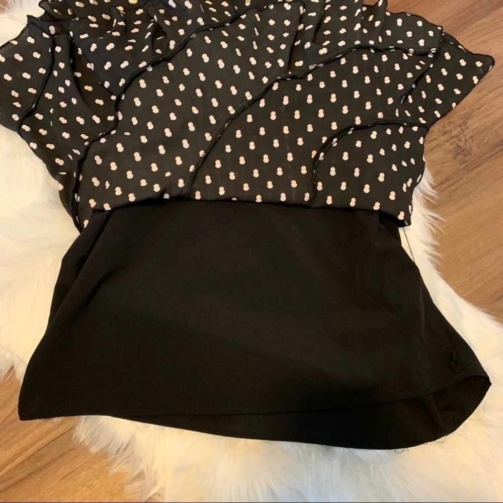 Who What Wear Polka Dot Ruffle Skirt Black & Metallic Gold Women’s Size 8 - Image 12