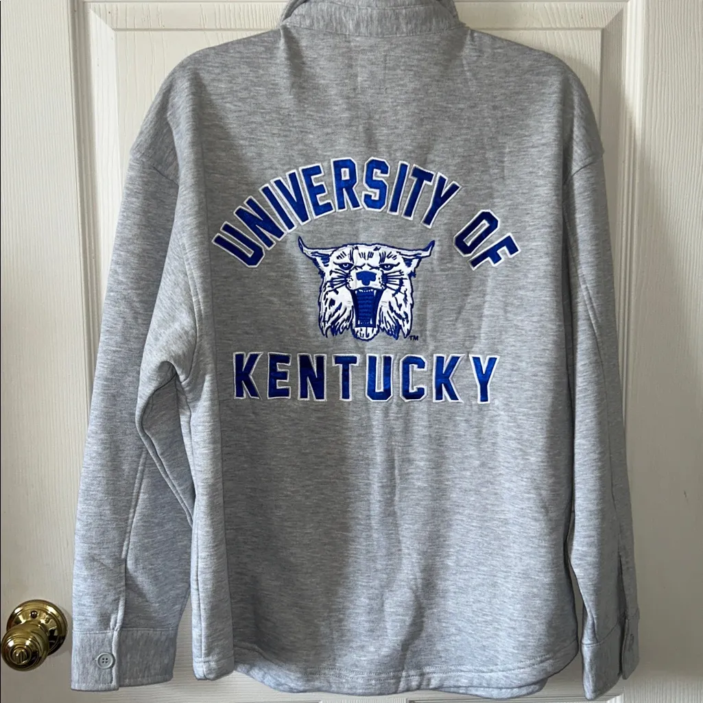 Kentucky Wildcats Game Day Couture Gray/Blue Fleece Button Down Shirt Sz Med Gray - Image 1