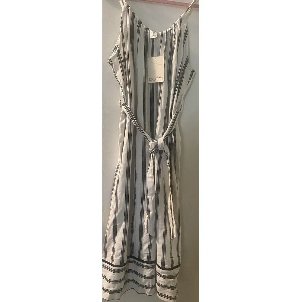 Dotti‎ Womens Jumper Romper Swimsuit Cover Up Striped Belted Size Medium NWT $72 - Image 3