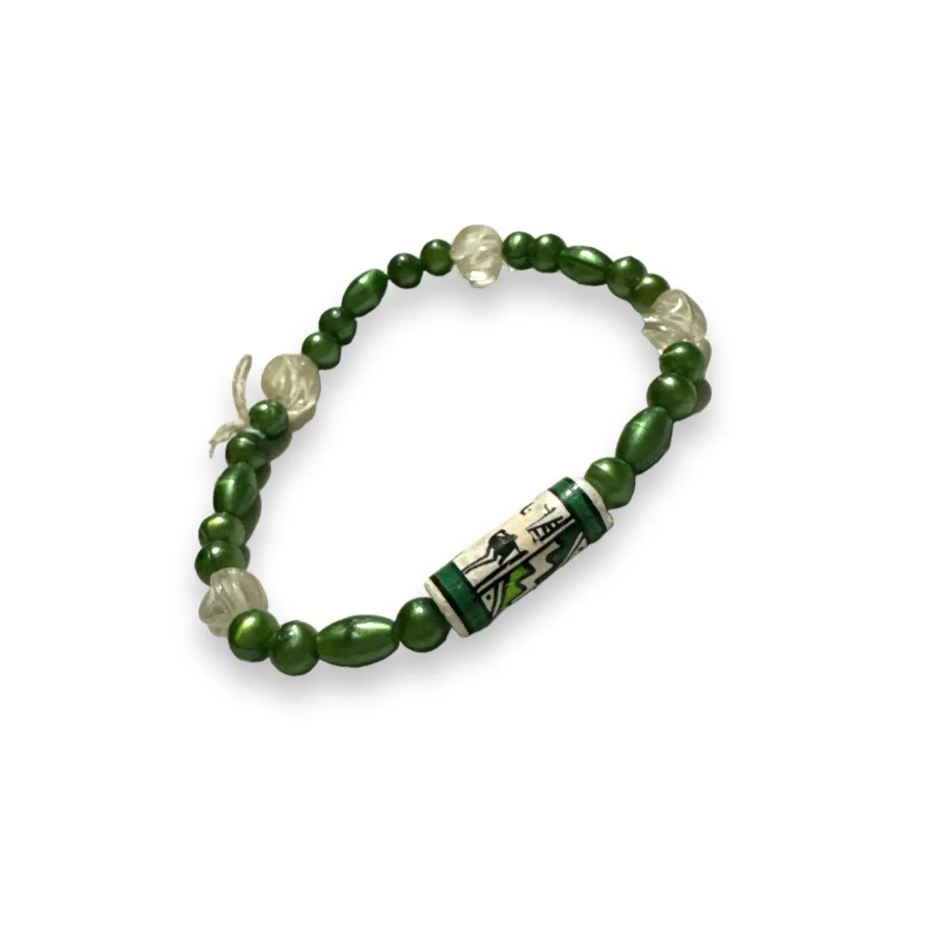 Women's Green Beaded Handmade Native American‎ Art Bracelet Boho Western Navajo - Image 4