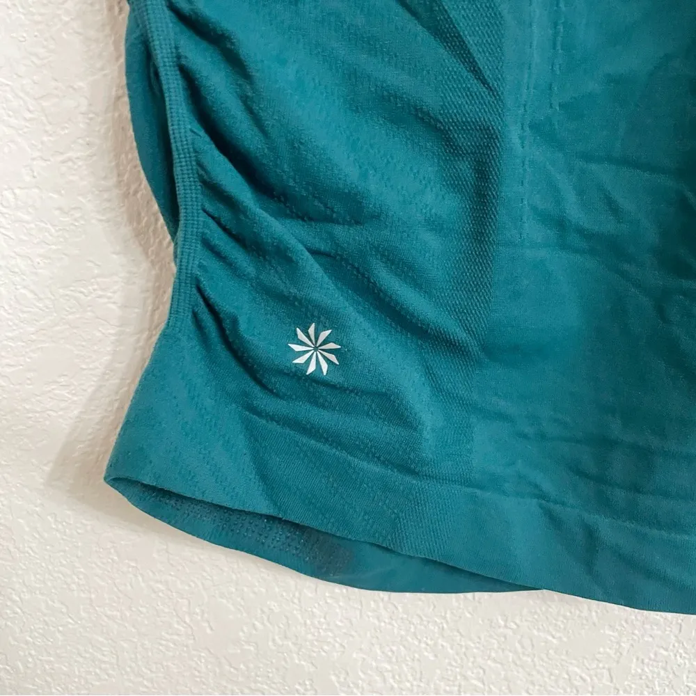 Athleta Womens Tank Top Teal Racerback Ruched Size Medium - Image 8
