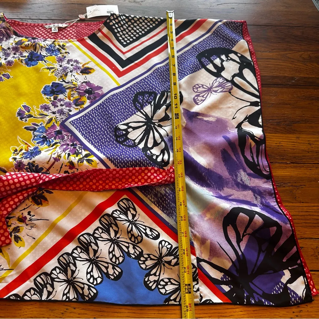 Cabi 345 Womens Artist Silk Butterfly Floral Tie Waist Kimono Shirt Size Medium - Image 10