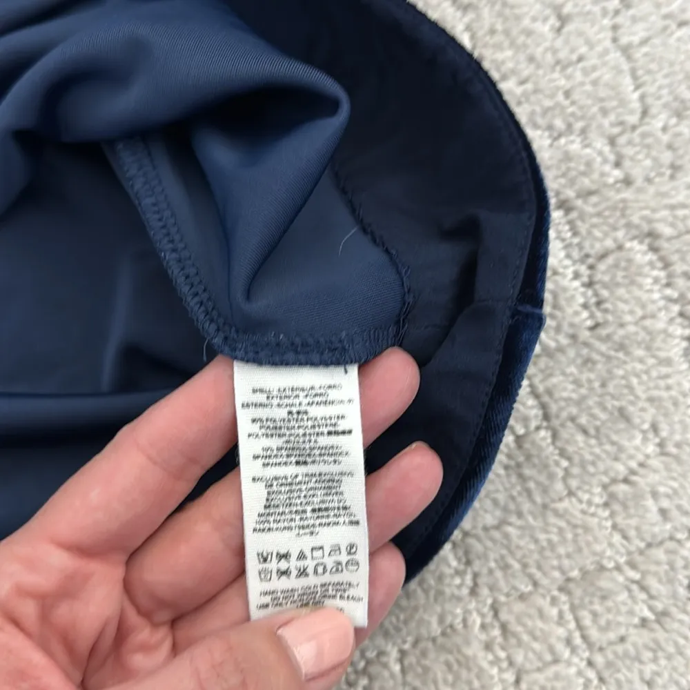 Free People Misha Dress Mini Deep Blue Long Sleeve V-Neck Tie Back A-Line Sz L - Image 6