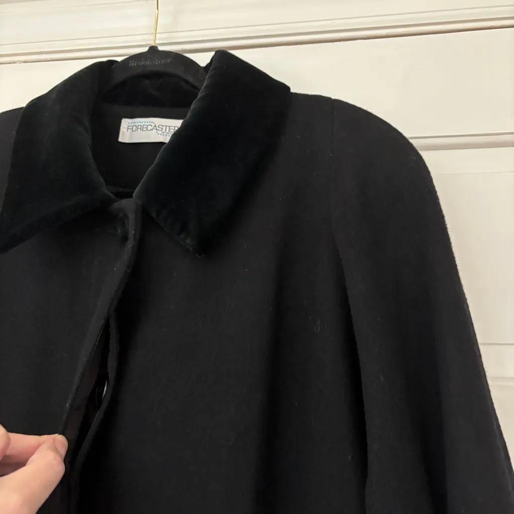 VTG‎ Forecaster of Boston Vintage Black Velvet Long Over Coat Union Made in USA Size 1X - Image 7