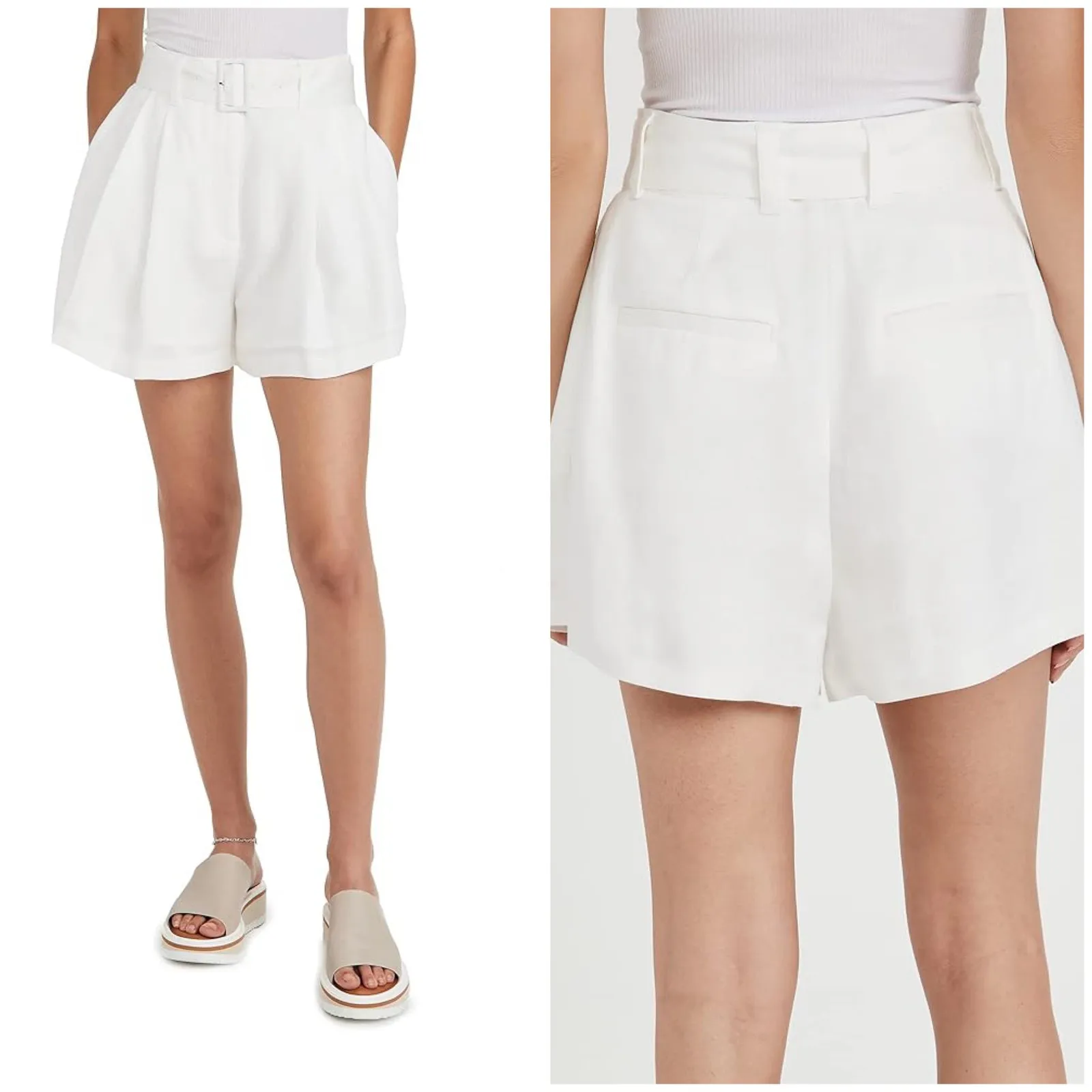 Club Monaco Belted White Shorts - Image 2