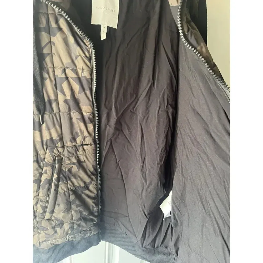 AVEC LES FILLES NEW Womens Size Medium Green Star Camo Insulated Puffer Jacket - Image 7
