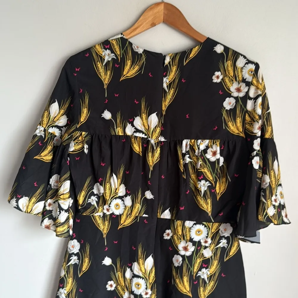 BORGO DE NOR DRESS ALBA BLACK FLORAL PRINT CREPE Size M - Image 9