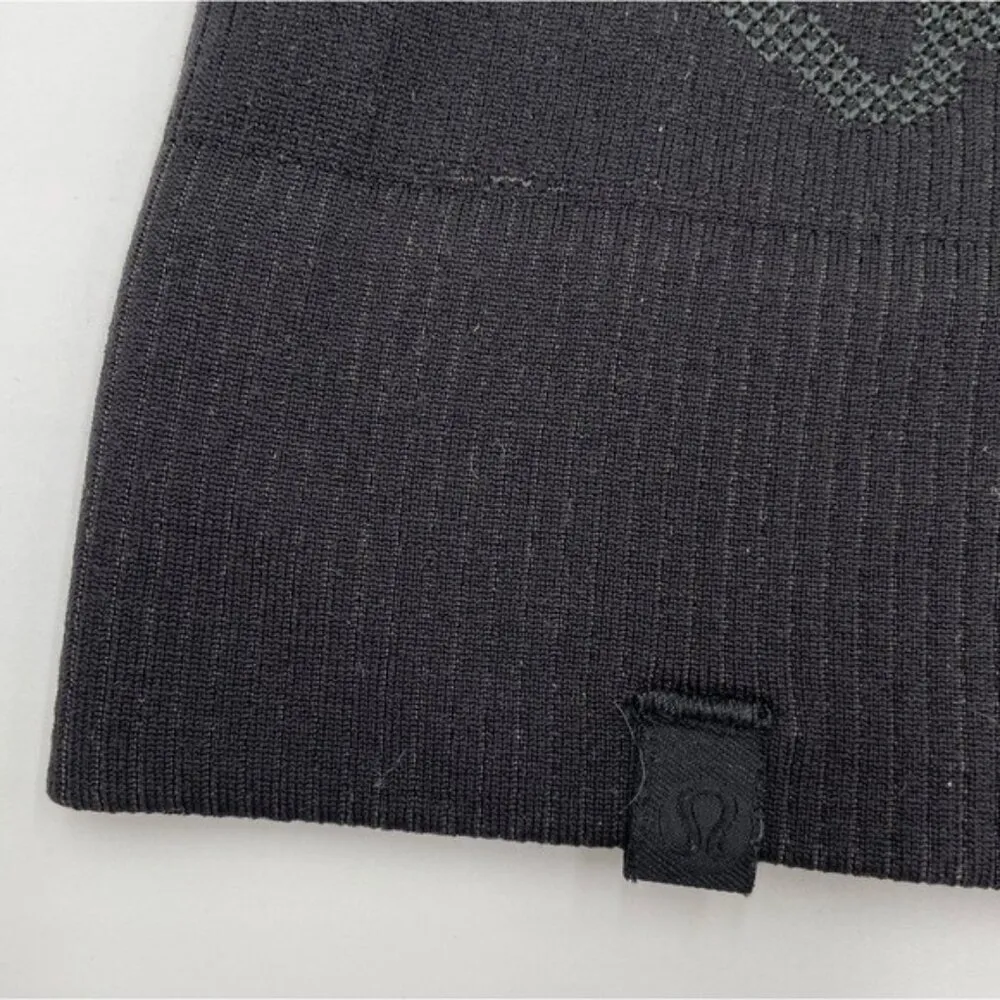 Lululemon Rest Less Pullover Logo Letter Black Graphite Grey Seamless Top Size 8 - Image 6