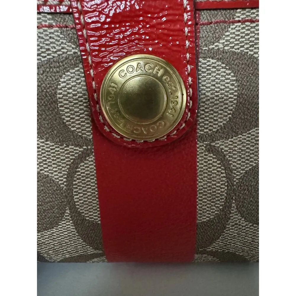 Vintage  Heritage Stripe wallet with red leather trim & brass logo - Image 13