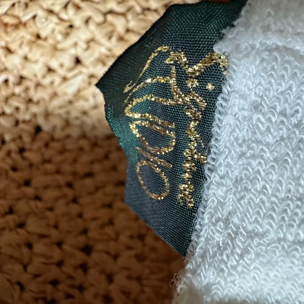 Vintage 90s Thick Chunky Straw Sun Hat with White Bow Signature Studios - Image 5