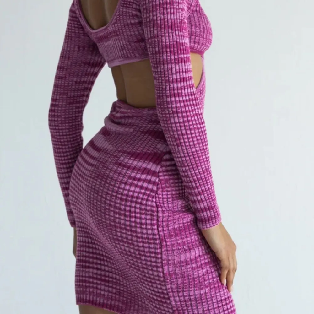 Princess Polly LUCIA CUT OUT MINI DRESS PURPLE SZ 2 Knitted Ribbed V Neck Party - Image 3