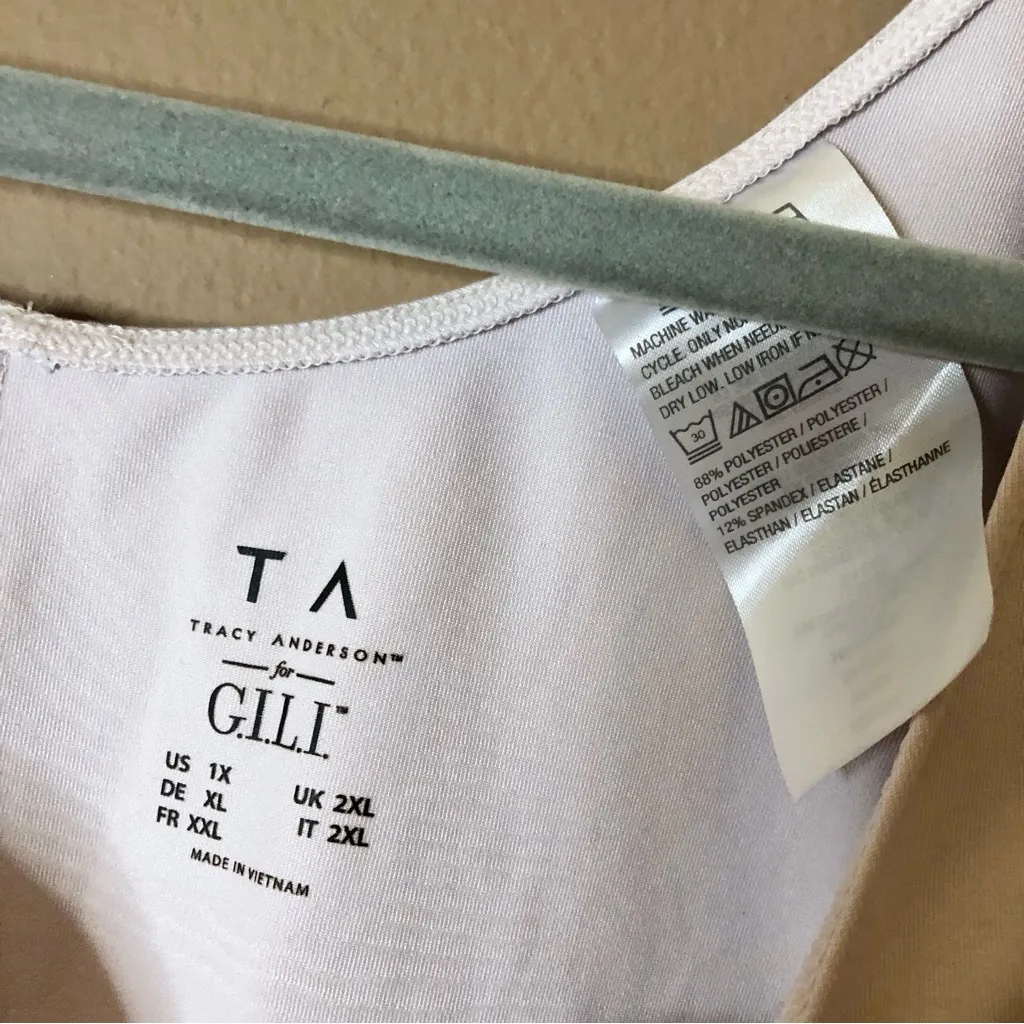 Tracy Anderson for G.I.L.I 3/4 Sleeve Thong Bodysuit Light Pink Size 1X‎ - Image 3