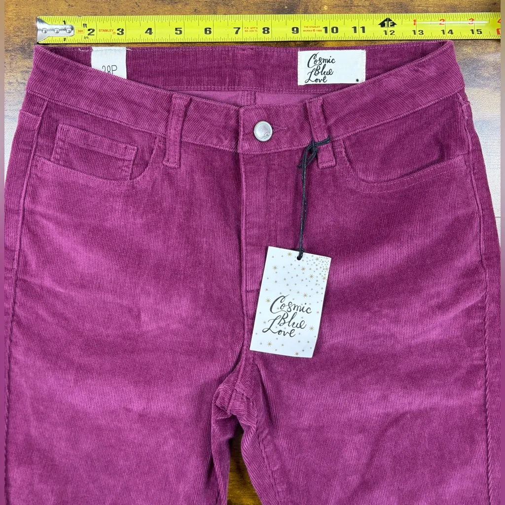 NWT Cosmic Blue Love Stitch Fix Women's Skinny Corduroy Pants Burgundy Plum 28P Purple Size undefined - Image 6