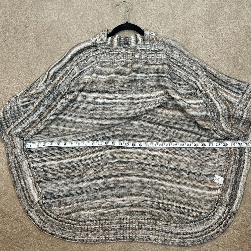 Leo & Nicole Multicolor Stripe Poncho V-Neck Cotton Wool Blend Women Size Large - Image 3