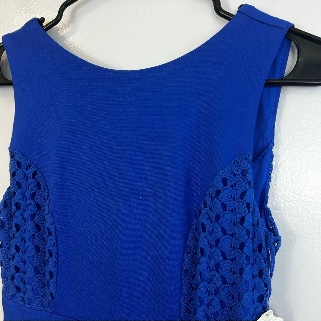 NWT Altar'd State Blue Sleeveless Crochet Lace Fit & Flare Mini Dress Small - Image 4