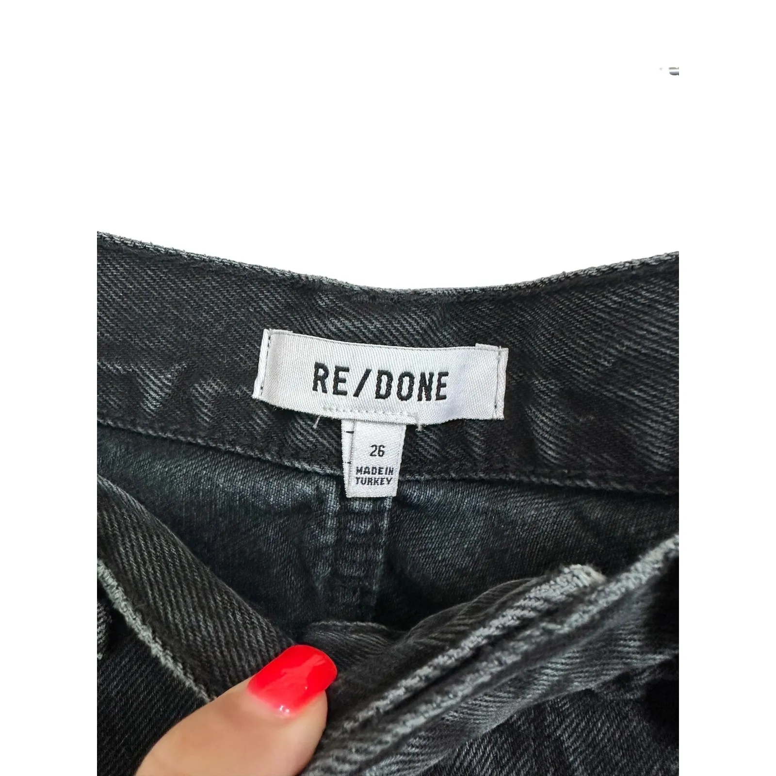 RE/DONE 90s Comfy Short 'Shaded Black' Women's Size 26 Black Distressed Raw Hem - Image 4