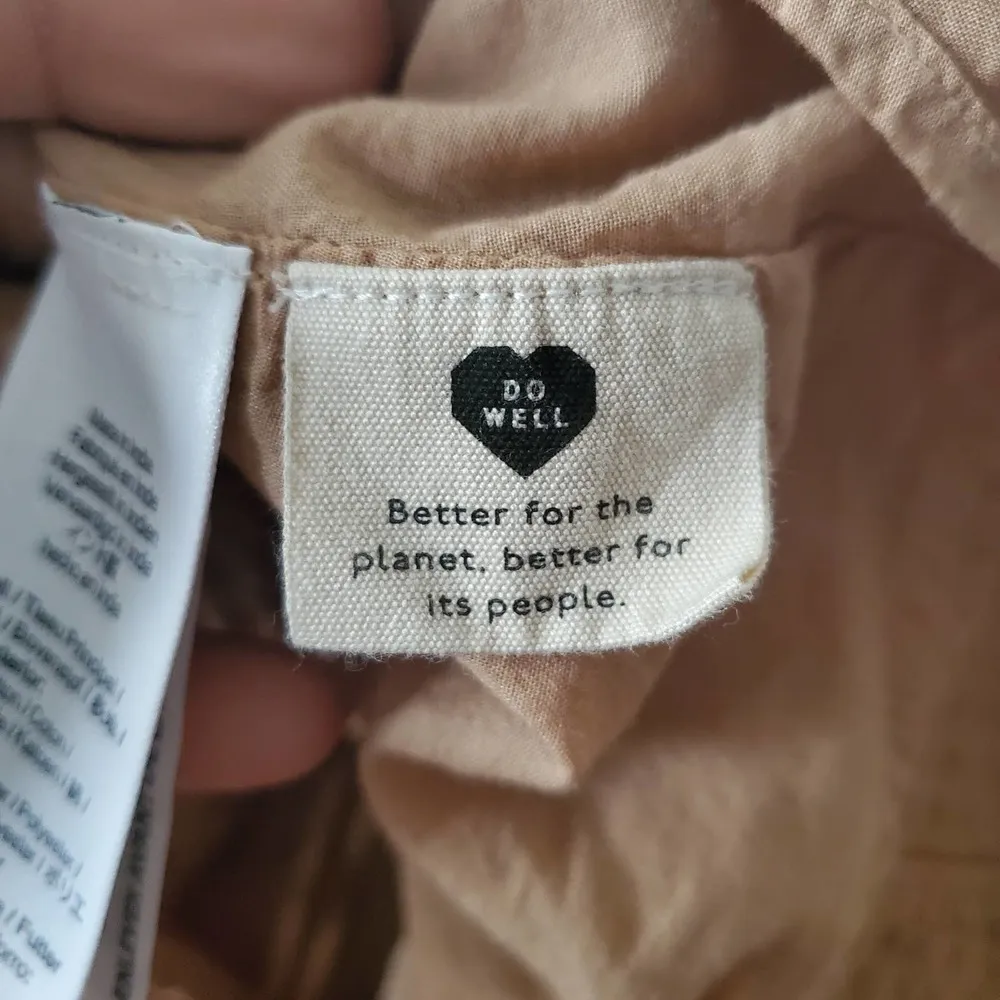 Madewell Tan Seersucker Ruffle Puff Sleeve Cutout Mini Dress Size XL - Image 8