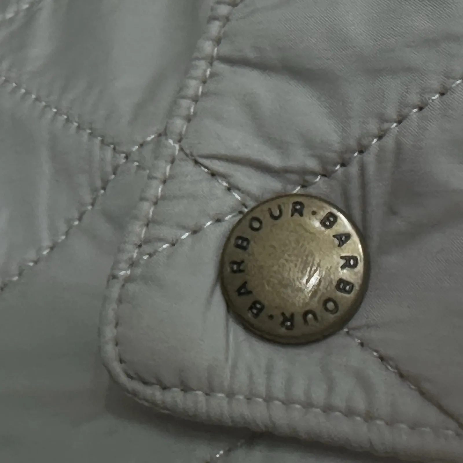 Barbour Cavalry Polarquilt Jacket Womens 6 Beige Quilted Full Zip Riding Coat - Image 6